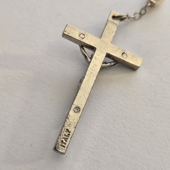 Vintage Rosary Necklace victorian revival art deco vampire Pearl Y drop - Picture 7 of 8